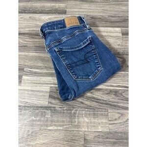AMERICAN EAGLE Super Hi-Rise Jegging Stretch Blue Denim Jeans Women's Size 4 R